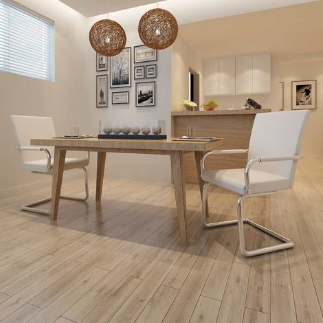 Lot de 2 Chaises de salle à manger cantilever - Chaises à dîner Blanc Similicuir BV339629 - BonneVie (1/5)