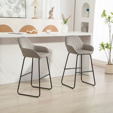Lot de Chaises 2 pièces revêtement en tissu rembourrage en mousse pieds en métal gris (1/5)
