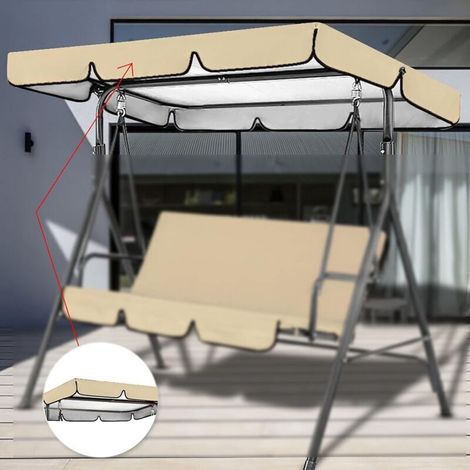 Telo di ricambio per altalena da giardino, copertura di ricambio, telo impermeabile per altalena da giardino, ricambio per altalena per patii e terrazze (beige 19013215cm) (1/4)