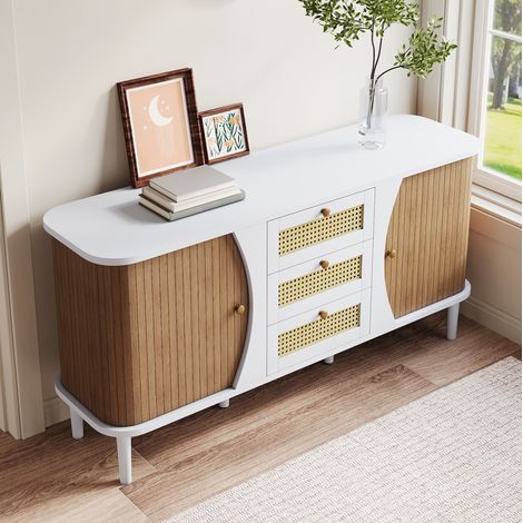 Madia con 3 cassetti e ripiani regolabili 140,5 cm OKMYHOME (1/5)