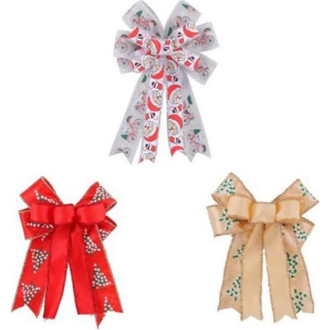Nœud De Noël - 18 cm x 25 cm - Pour Couronne Arbre Décoration Porte Fenêtre - Lot De 3 (1/5)