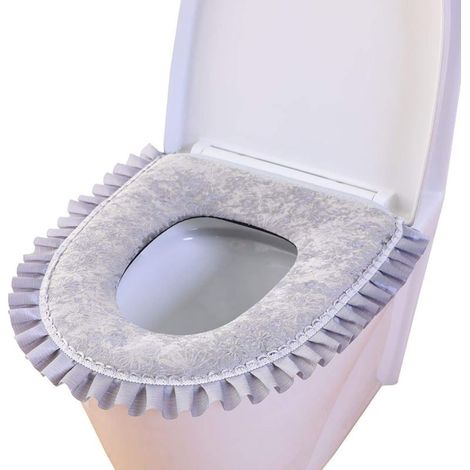 AGE Coussin de siège de toilette épaissi d'hiver siège de toilette grand siège de toilette en dentelle siège de toilette à glissière siège de toilette étanche (1/4)