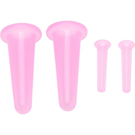 Set mit 4 rosa Silikon-Gesichtssaugnäpfen – 2 große und 2 kleine, feuchtigkeitsbeständige Saugnäpfe, Vakuum-Massage-Saugnapf mit einem Loch (1/5)