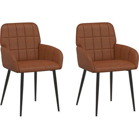 Chaises de salle à manger 2 pcs Simili cuir Marron vidaXL (1/5)