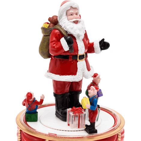 Babbo Natale con Elfi in movimento rotatorio, h 19 cm, musiche natalizie (1/4)