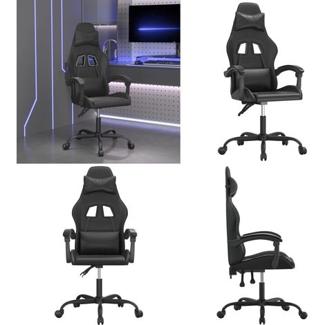 Chaise de jeu pivotante Noir Similicuir - Chaise de jeu - Chaise de jeu noir (1/5)