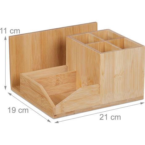 Organizador de escritorio de bambú diseño natural 30 x 10 x 10 cm gran capacidad almacenamiento de bolígrafos de bambú 130015077 (1/2)