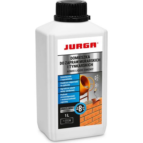 Jurga Admix, adjuvant d'hiver liquide 1 l, plastifiant d'hiver pour mortiers de maçonnerie et de plâtre (1/2)