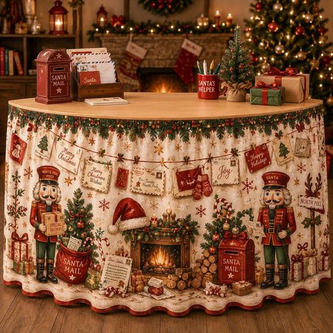 Nappe de Noël style 2026 pour décorations de fête de famille - Tissu décoratif en polyester imprimé bonhomme de neige et sapin de Noël - 275 x 75 cm - 11