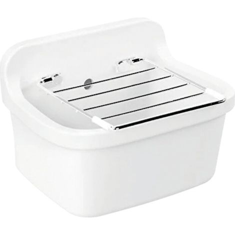 Vitra – Vidoir mural 26,5 cm – Bac à laver blanc – Sans trou de robinet – Avec trop-plein – Dimensions h 26,5 x p 37 x l 43 cm