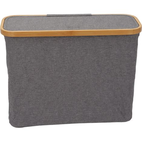 Panier de rangement papier toilette capacité 12 rouleaux pliable antidérapant support de salle de bain avec couvercle et fenêtre transparente gris (1/2)