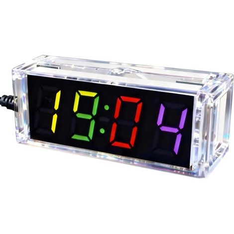 Horloge numérique LED à Quatre Chiffres à Monter soi-même, kit de Soudure électronique, avec Affichage RGB, Format 12/24 Heures, Alarme, chronomètre et Compte à rebours, kit éducatif (1/5)