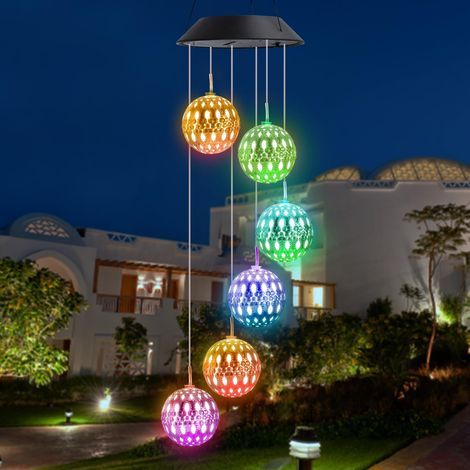 Carillon Solaire Maroc, 6 LED Carillon à Vent Exterieur Solaire Étanche Solaire Carillon Jardin, Cadeau Maman, Cadeau Femme (1/5)