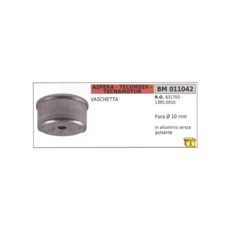 Vaschetta in alluminio senza pulsante ASPERA Ø foro 10mm 631700 - 1395.0010