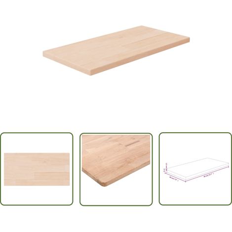 The Living Store Regalboden 40x20x1,5 cm Unbehandeltes Massivholz Eiche - Wandregal - Eichendielen - Holzkasten - Regalboden - Dekorationselement (1/4)