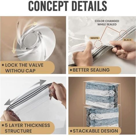 Sacs de Rangement sous Vide - - 4Pcs - 80x100x38 cm - Protection contre l'eau - Réutilisables (1/4)