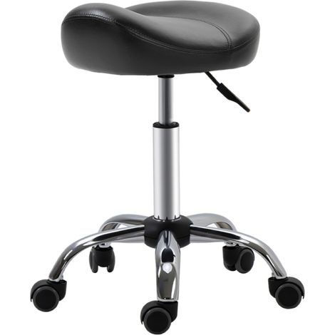 Travail confortable en salon avec tabouret à roulettes, rotation 360° et assise en simili cuir facile à nettoyer (1/5)