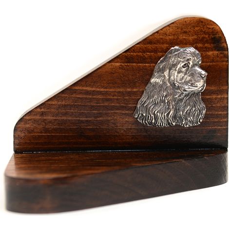 Bougeoir en bois en forme de chien, porte-bougie chauffe-plat, hommage canin par Art-Dog, représentant un cocker spaniel américain. (1/5)