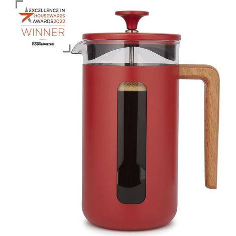 La Cafetière Pisa Cafetera de Acero Inoxidable, Ocho Tazas, Rojo, Estuche de Regalo