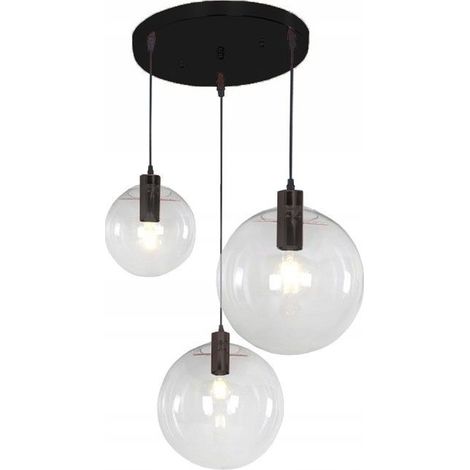 HÄNGELAMPE GLAS LASSI BLACK 20+25+30 CM