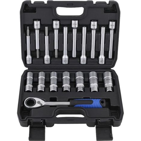 Lot de 18 dispositifs démontage supérieurs d'amortisseurs en chrome vanadium avec acier pour clé à douille hexagonale - (1/4)