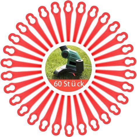 Kunststoffklingen, Ersatzklingen aus Kunststoff, 60 Stück Gartenmäherklingen, Ersatz-Schneidklingen aus Kunststoff, starre Kunststoffklingen für Trimmer (1/5)