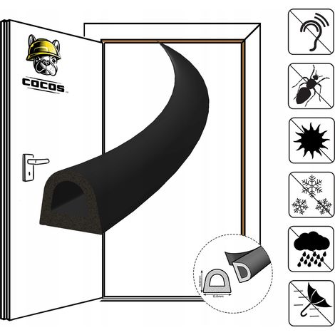 Guarnizione autoadesiva per porte e finestre D12X10mm NERO (1/5)