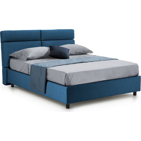 Letto Matrimoniale Alcatron, Sfoderabile, Contenitore Made in Italy, blu (1/5)