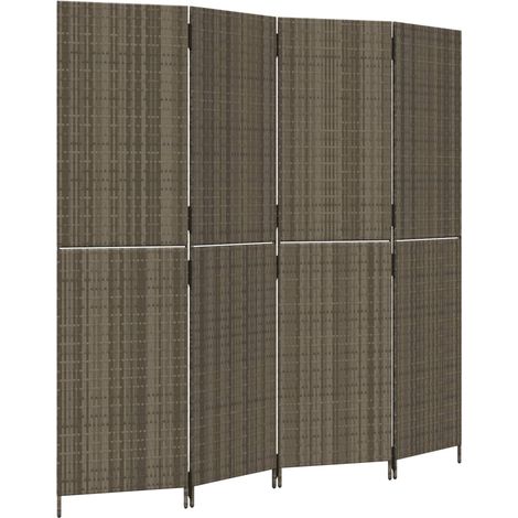 Paravent 4-tlg. Grau Poly Rattan vidaXL (1/5)