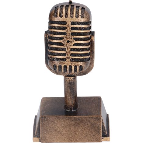 Mikrofon aus Kunstharz, Musiktrophäe, goldene Schreibtischdekoration (1/5)