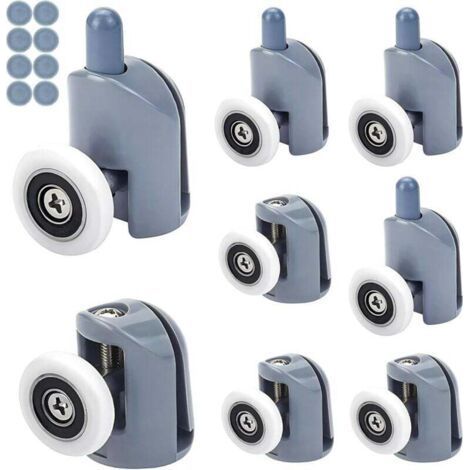 Lot de 8 Roulettes pour Porte de Douche,Roulettes Cabine de Douche pour Salle de Bain 23mm (4 Supérieures et 4 Inférieures) (1/4)