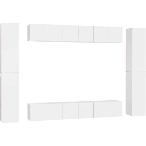 Maison Exclusive - Set Mobili Porta TV 10 pz Bianco in Legno Multistrato (1/5)