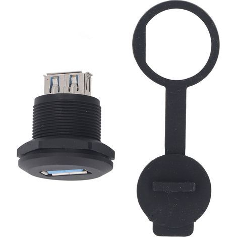 Einbau-USB-3.0-Koppler, weiblicher Durchgangsstecker mit Schottwandverlängerungsadapter, wasserdicht mit Staubschutzkappe (1/5)