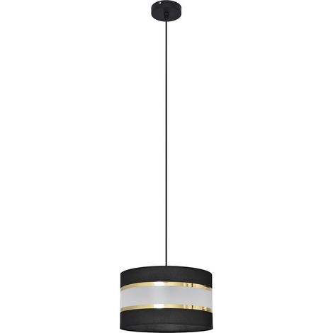 Helam HELEN Plafonnier Suspension Cylindrique Noir, Or 25cm
