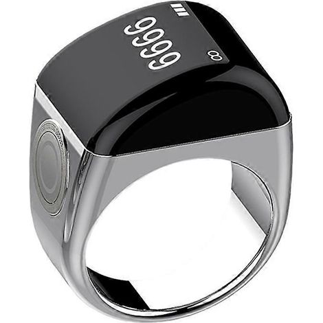 Intelligenter digitaler Gebetstimer mit LCD-Display – 22-mm-Ring – Silber