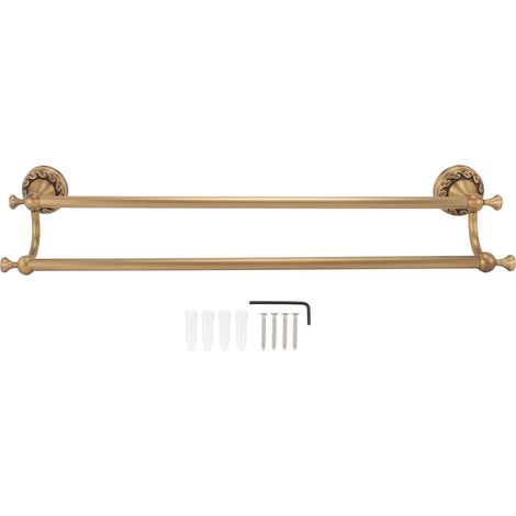 Toallero doble antiguo de cobre para pared con estante para baño, hogar, hotel. (1/5)