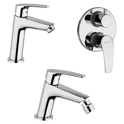 Set Rubinetti Jacuzzi per lavabo e bidet senza scarico e doccia incasso con deviatore serie Lucente cromato (1/5)