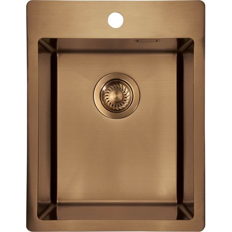 Einbauspülbecken Bronzefarben eckig 50,5 cm Edelstahl mit Siphon "Olfato Precious"
