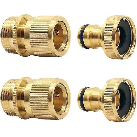 Raccords pour robinet de tuyau d'arrosage - Accessoires de raccordement étanches en laiton, raccord femelle 3/4" (26,5 mm). (1/5)