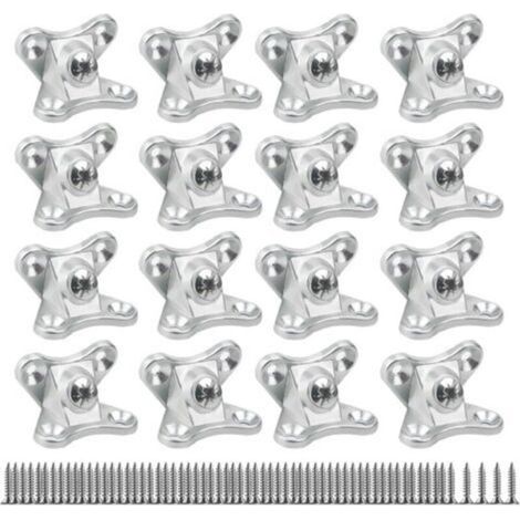 Équerre d'assemblage Amovible 16 Pièces Connecteur de l'étrier papillon,Équerre de Coin pour bois, placage(avec 64 vis) Argent (1/5)