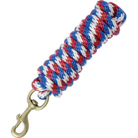 America usa flag - Lunghina per cavalli in nylon morbido tricolore con moschettone colore ottone