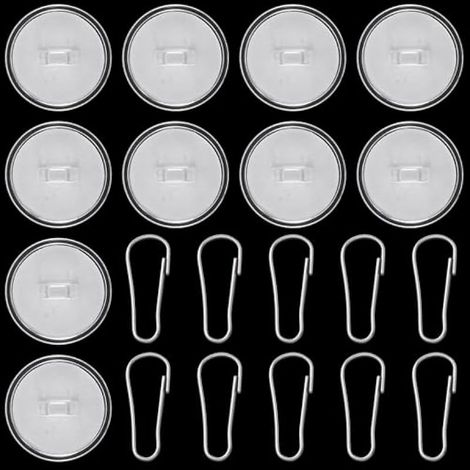 Lot de 10 crochets de plafond autocollants pour suspension - Disques de plafond adhésifs sans perçage avec crochet en fer - Support mural transparent pour festival, mariage, fête (1/5)