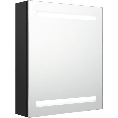 Meuble de salle de bain  Armoire de salle de bain à miroir LED Noir 50x14x60 cm (1/5)