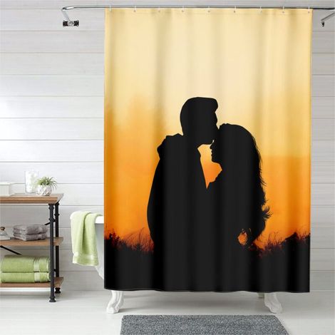 Rideau de douche décoratif imperméable, œillets plastique, 90x180 cm (1/5)