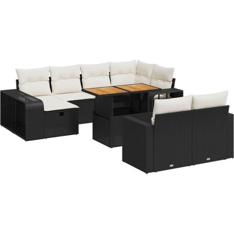 Maison Exclusive - Set de sofás de jardín 11 pzas y cojines ratán (1/3)