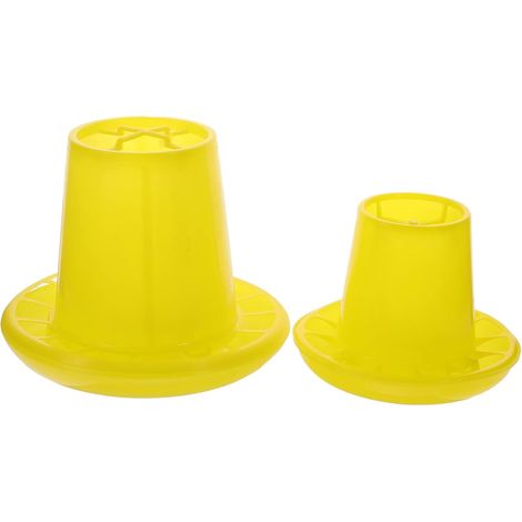 Lot de 2 Mangeoires à Poulet en Plastique Jaune Compartiments Multiples, Structure Stable et Grosse Capacité 1.5kg, pour Alimentation en Extérieur (1/5)