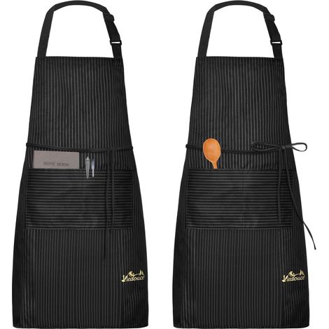 2 Pack Tabliers de Cuisine,Tablier Réglable avec Poches pour Cuisine Familial, Restaurant Jardin Barbecue école Café Tablier pour Chef Boulanger Serveurs Serveuse (1/5)