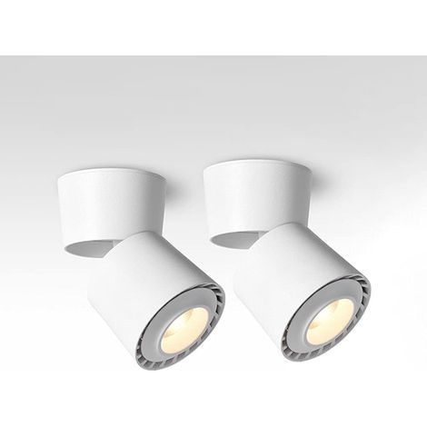 Spot Directionnel À Led Pour Plafond D'Intérieur, 2 Spots D'Accentuation Montés En Surface Pour Intérieur, Galerie D'Images, Couloir, Salon/Blanc 3000K (1/4)