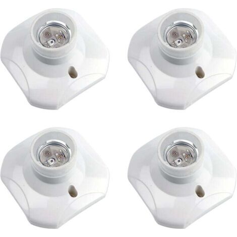 Lot de 4 Douille Plafond E27 à Visser, Douille E27 Garage, AC 220-240V, Support Douille pour Ampoule LED, Base Plafonnier Culot E27, Base de Lampe Plastique Blanche pour Lampe au Mur (1/5)