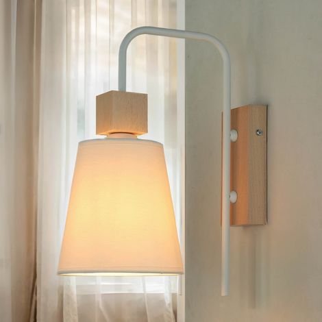 Wandlampe E27 Weiß Stoff Metall Skandinavisch Wandleuchte